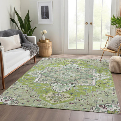 Premium Machine Washable Mayfield AMF1036 Green 10' x 14' Rug