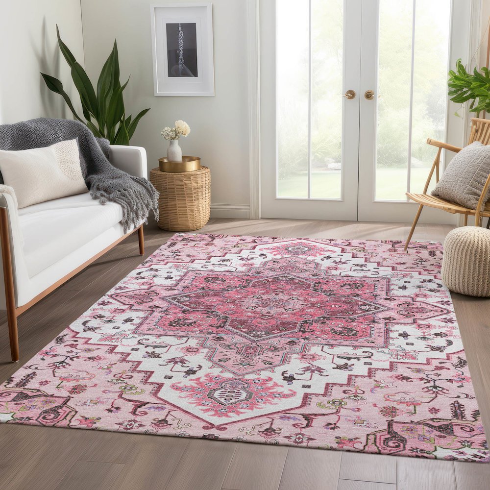 Premium Machine Washable Mayfield AMF1036 Pink 10' x 14' Rug