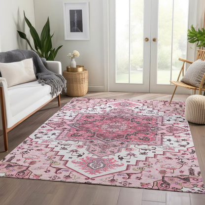 Premium Machine Washable Mayfield AMF1036 Pink 10' x 14' Rug