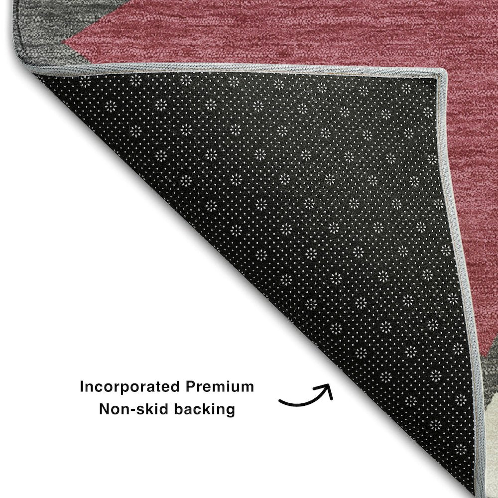 Premium Machine Washable Mayfield AMF1039 Burgundy 8' x 8' Round Rug