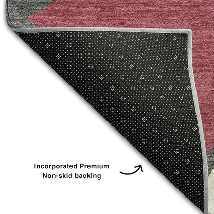 Premium Machine Washable Mayfield AMF1039 Burgundy 8' x 8' Round Rug