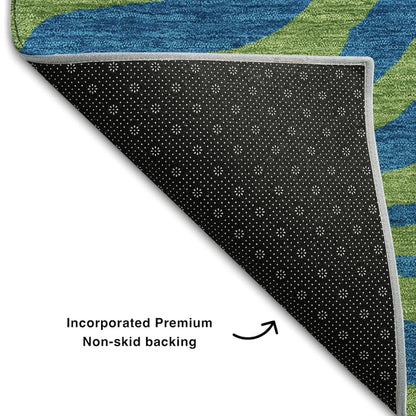 Premium Machine Washable Mayfield AMF1043 Green 8' x 8' Round Rug