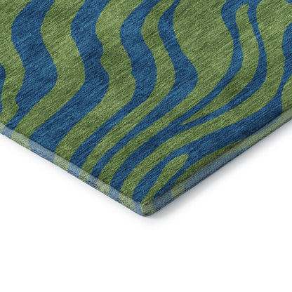 Premium Machine Washable Mayfield AMF1043 Green 8' x 8' Round Rug