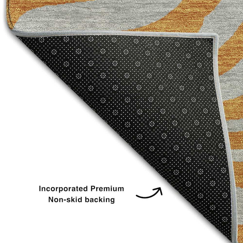 Premium Machine Washable Mayfield AMF1043 Orange 8' x 8' Round Rug