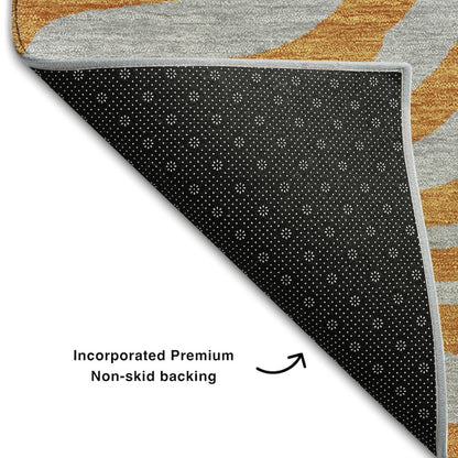 Premium Machine Washable Mayfield AMF1043 Orange 8' x 8' Round Rug