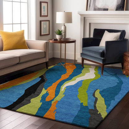 Premium Machine Washable Mayfield AMF1047 Denim 10' x 14' Rug