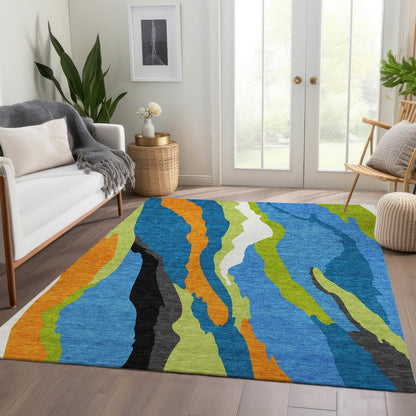Premium Machine Washable Mayfield AMF1047 Denim 10' x 14' Rug