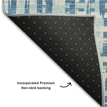 Premium Machine Washable Mayfield AMF1059 Teal 8' x 8' Round Rug