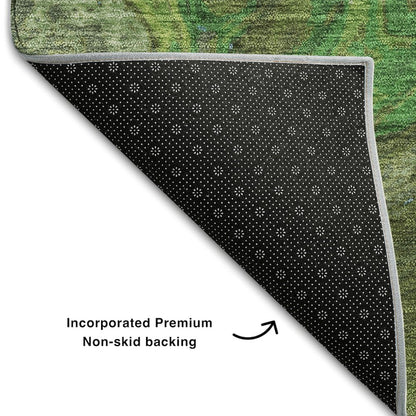 Premium Machine Washable Mayfield AMF1061 Green 8' x 8' Round Rug