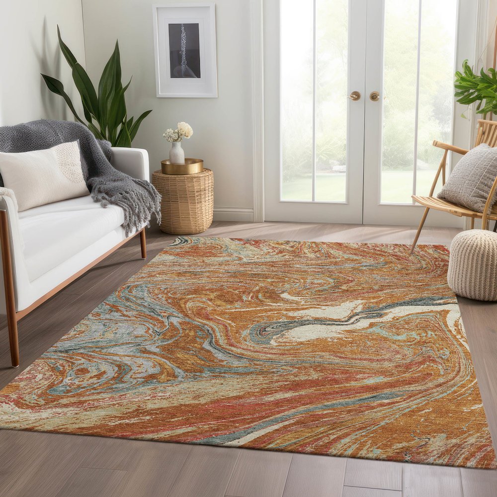 Premium Machine Washable Mayfield AMF1061 Paprika 10' x 14' Rug