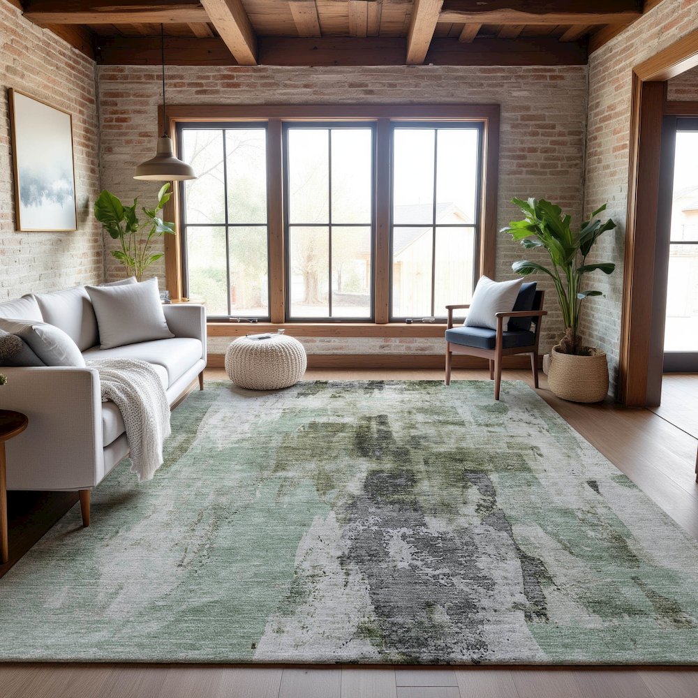 Premium Machine Washable Mayfield AMF1076 Mint 10' x 14' Rug