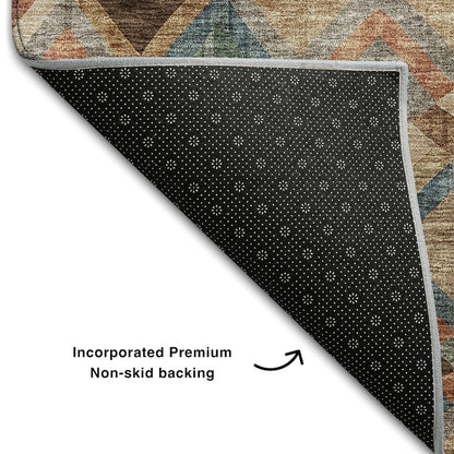 Premium Machine Washable Mayfield AMF1080 Brown 8' x 8' Round Rug