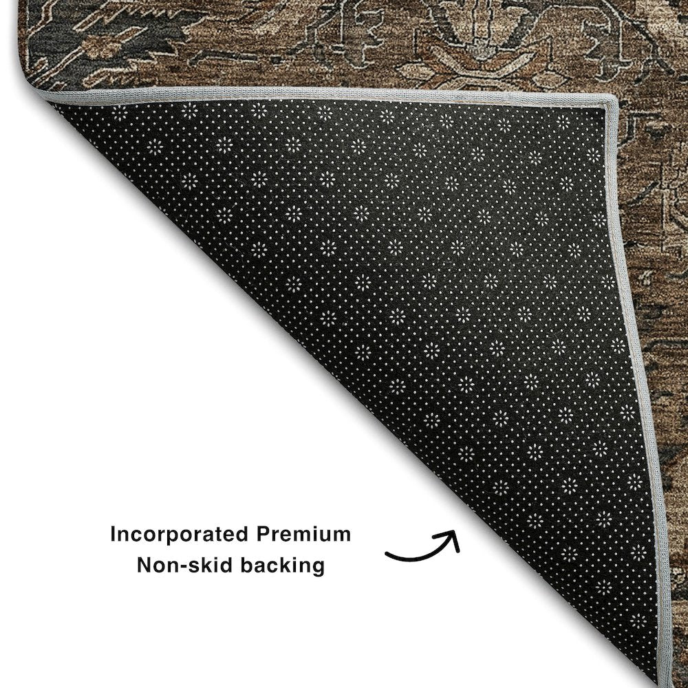 Premium Machine Washable Mayfield AMF1082 Fudge 8' x 8' Round Rug