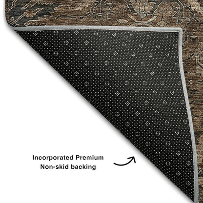 Premium Machine Washable Mayfield AMF1082 Fudge 8' x 8' Round Rug