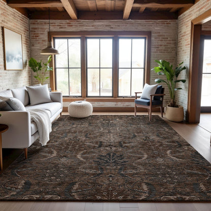 Premium Machine Washable Mayfield AMF1082 Fudge 10' x 14' Rug