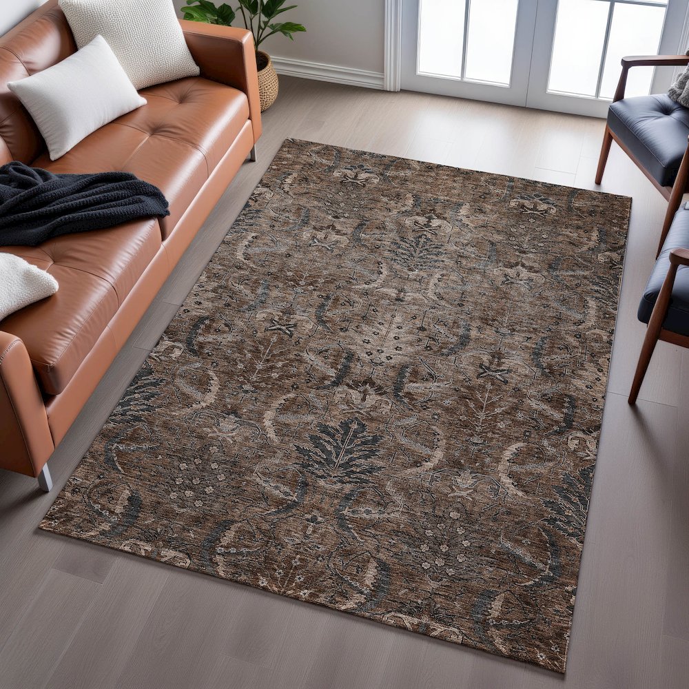 Premium Machine Washable Mayfield AMF1082 Fudge 10' x 14' Rug