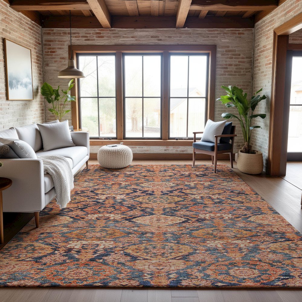 Premium Machine Washable Mayfield AMF1084 Terracotta 10' x 14' Rug