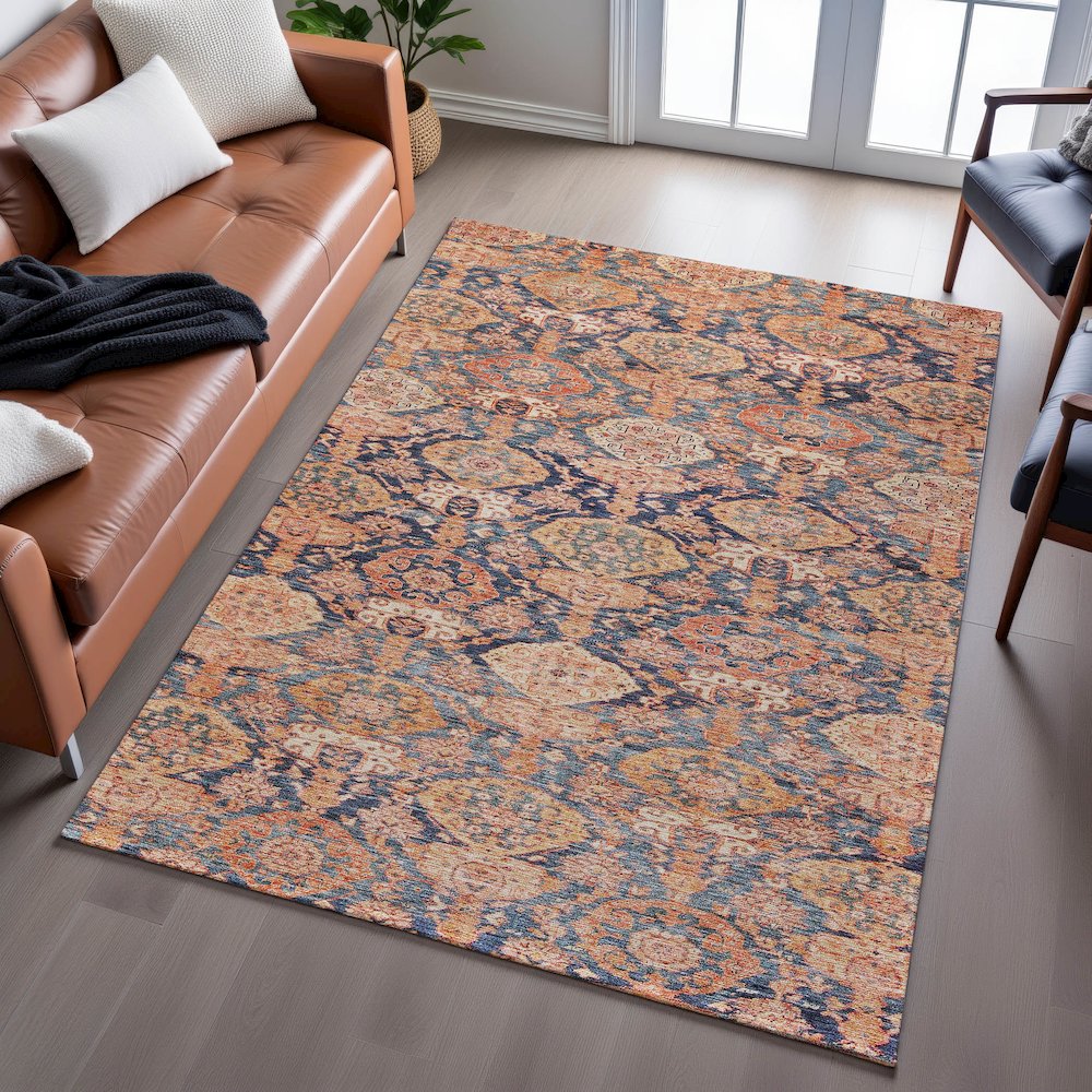 Premium Machine Washable Mayfield AMF1084 Terracotta 10' x 14' Rug