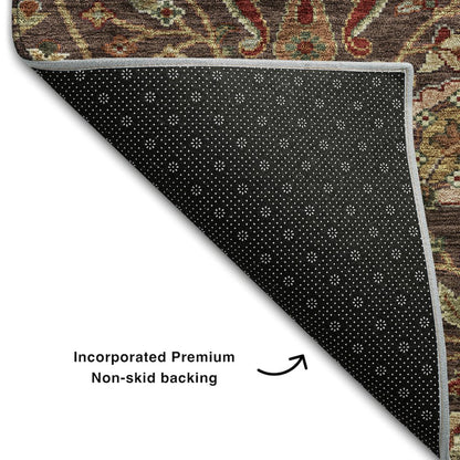 Premium Machine Washable Mayfield AMF1085 Chocolate 8' x 8' Round Rug