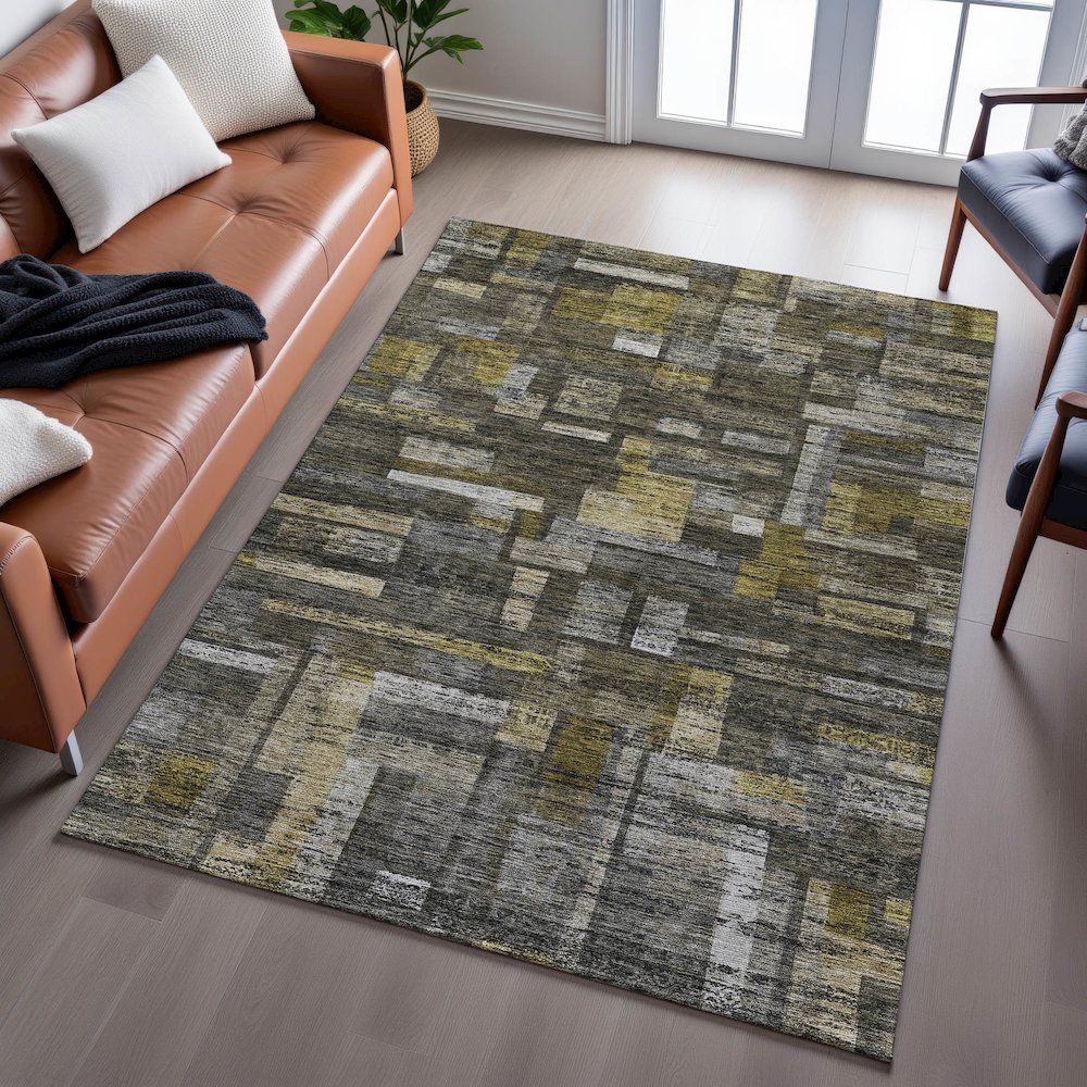 Premium Machine Washable Mayfield AMF1090 Charcoal 10' x 14' Rug