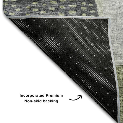 Premium Machine Washable Mayfield AMF1117 Aloe 8' x 8' Round Rug