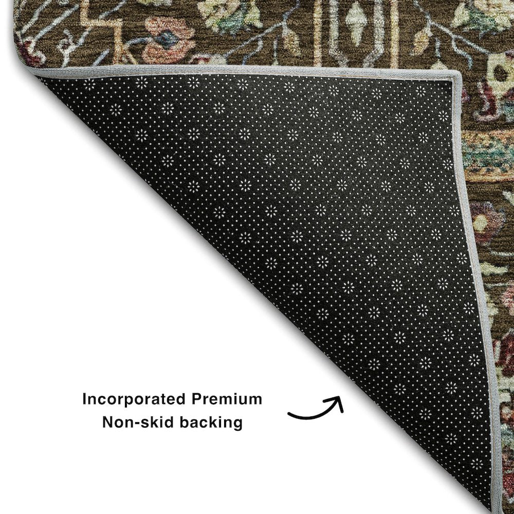 Premium Machine Washable Mayfield AMF1132 Chocolate 8' x 8' Round Rug