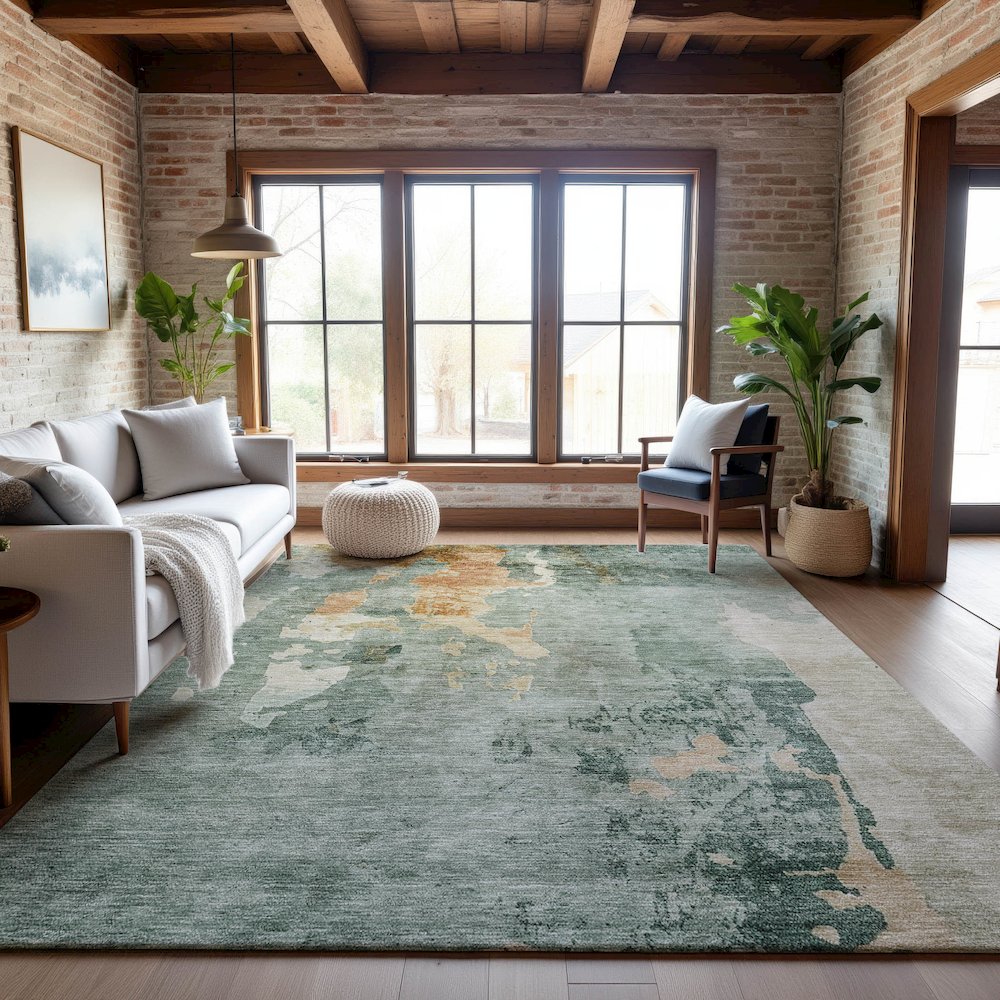 Premium Machine Washable Mayfield AMF1157 Seafoam 10' x 14' Rug