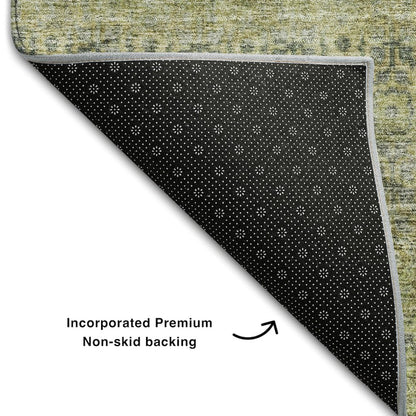 Premium Machine Washable Mayfield AMF1174 Aloe 8' x 8' Round Rug