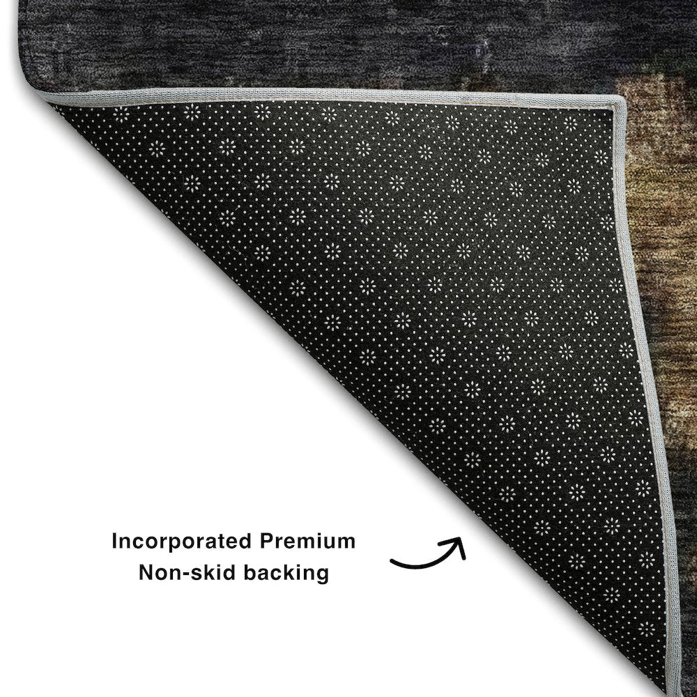 Premium Machine Washable Mayfield AMF1209 Charcoal 8' x 8' Round Rug