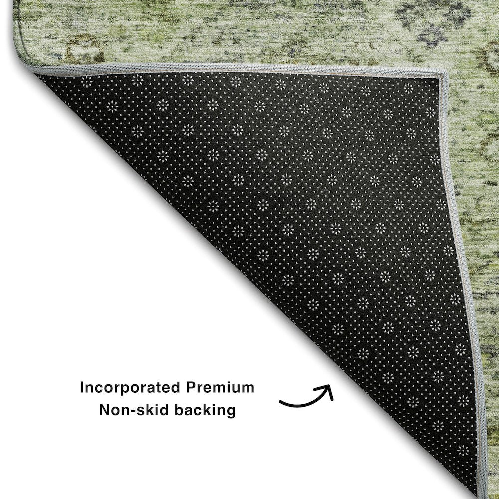 Premium Machine Washable Mayfield AMF1219 Aloe 8' x 8' Round Rug
