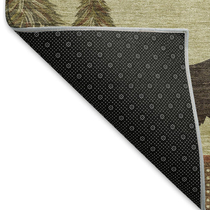 Premium Machine Washable Mayfield  Brown 8' x 8' Round Rug