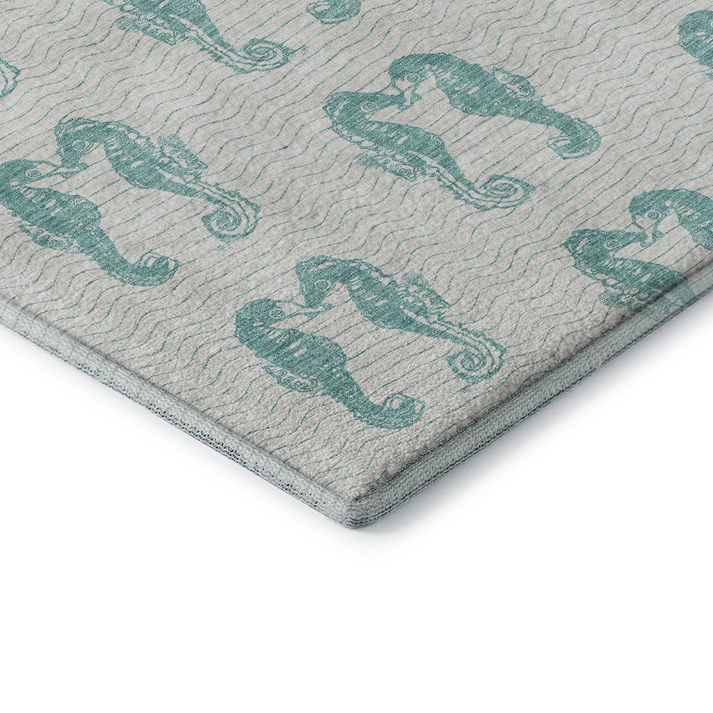 Premium Machine Washable Mayfield  Aqua 8' x 8' Round Rug