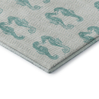 Premium Machine Washable Mayfield  Aqua 8' x 8' Round Rug