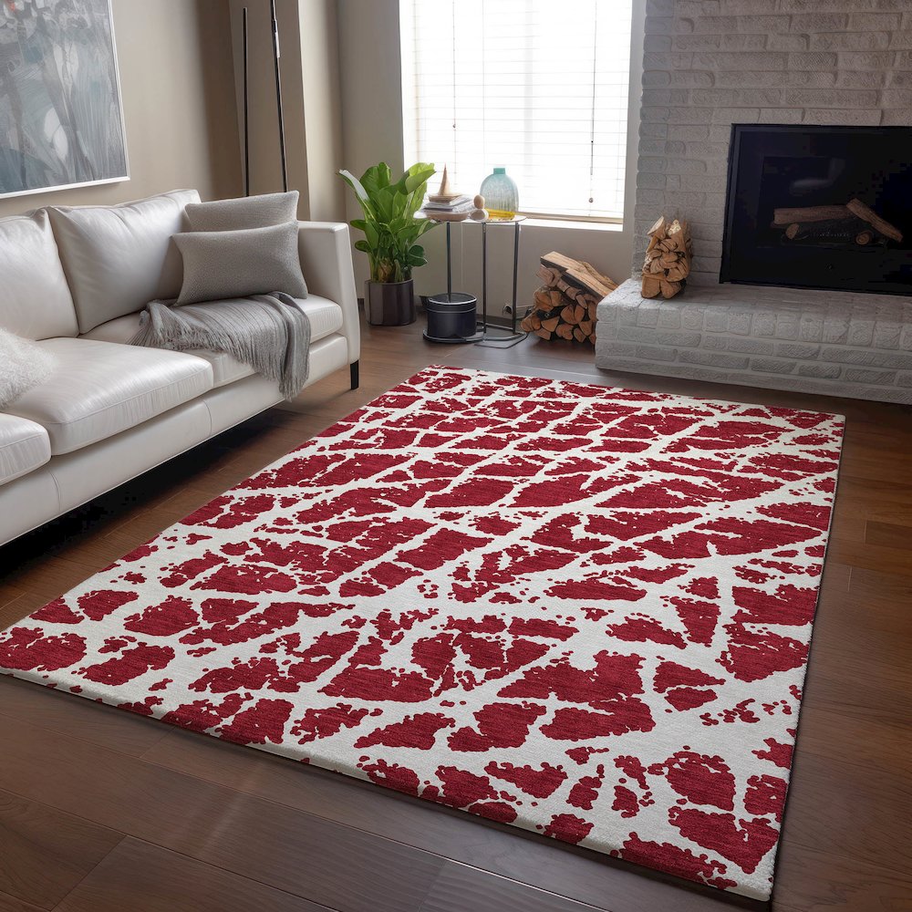 Premium Machine Washable Mayfield  Red 10' x 14' Rug