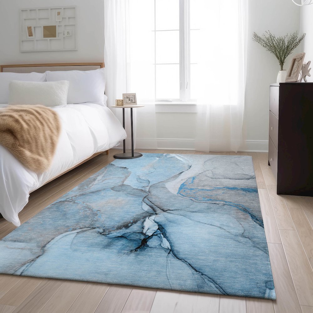 Premium Machine Washable Mayfield  Blue 10' x 14' Rug