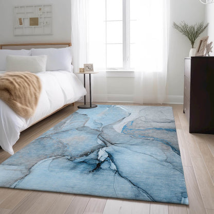 Premium Machine Washable Mayfield  Blue 10' x 14' Rug