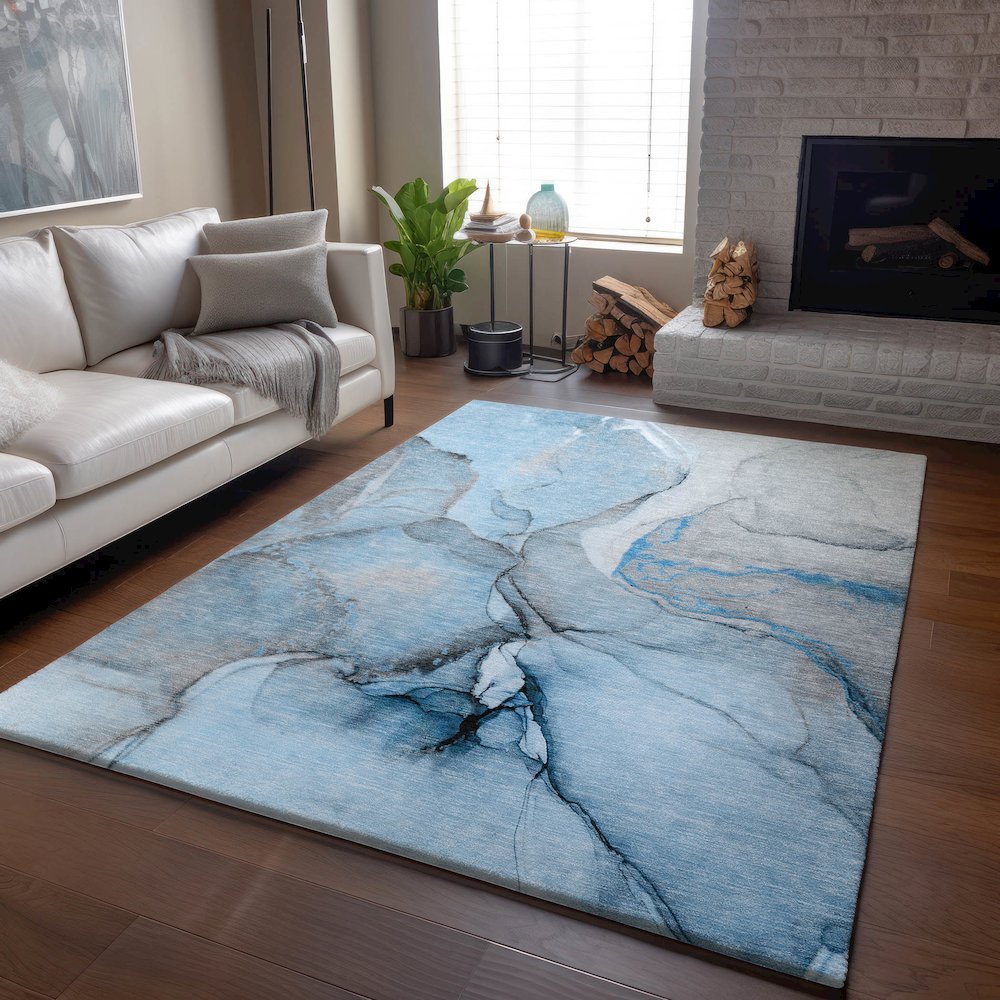 Premium Machine Washable Mayfield  Blue 10' x 14' Rug