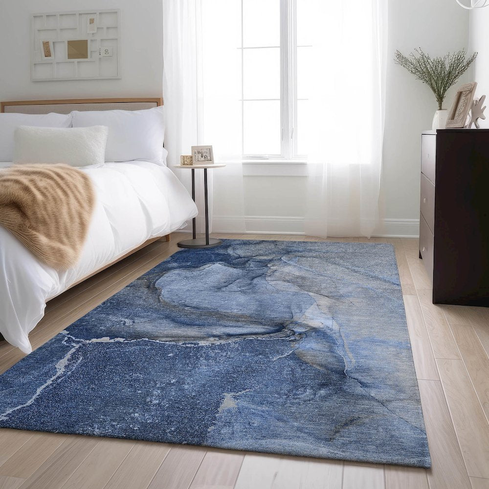 Premium Machine Washable Mayfield  Navy 10' x 14' Rug