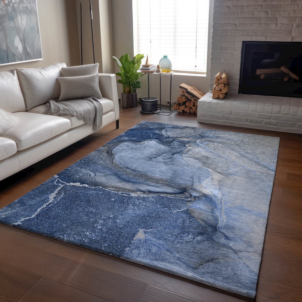Premium Machine Washable Mayfield  Navy 10' x 14' Rug