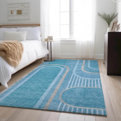 Premium Machine Washable Mayfield  Teal 10' x 14' Rug