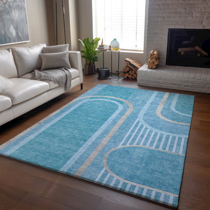 Premium Machine Washable Mayfield  Teal 10' x 14' Rug