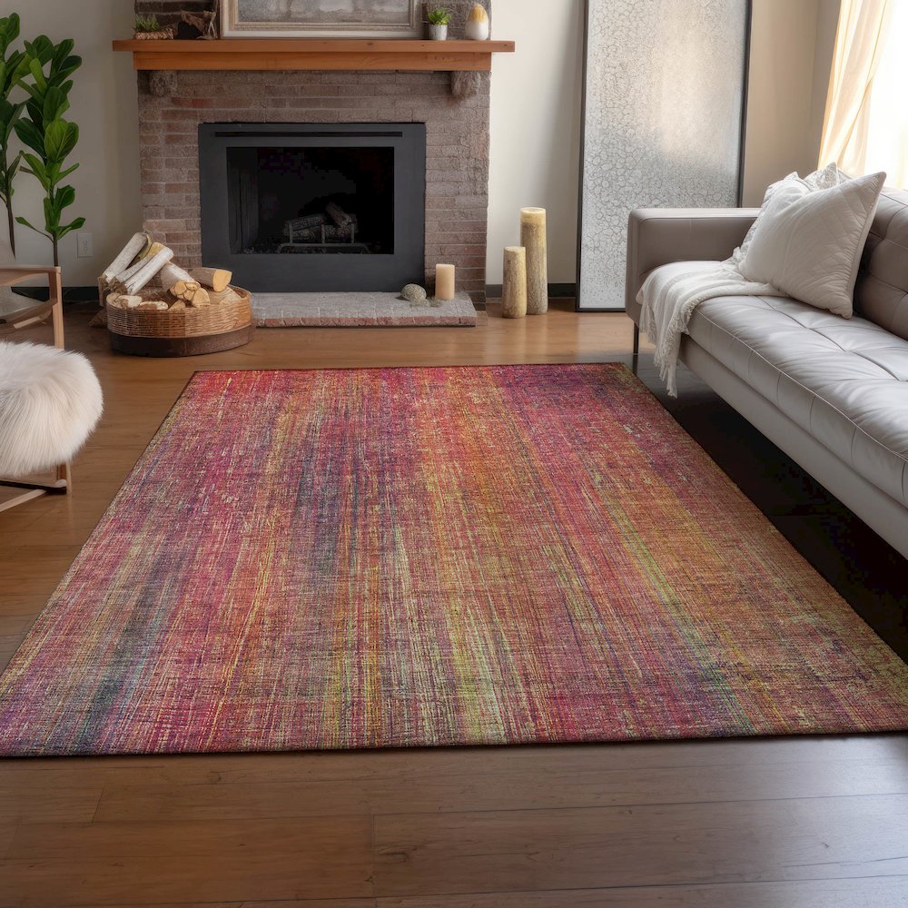 Premium Machine Washable Mayfield  Red 10' x 14' Rug