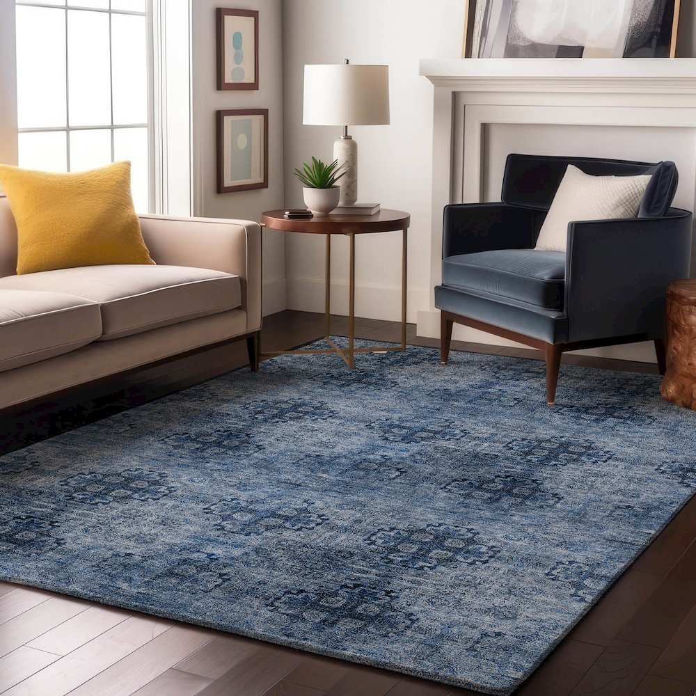 Premium Machine Washable Mayfield  Navy 10' x 14' Rug