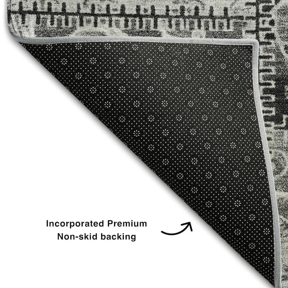 Premium Machine Washable Mayfield  Gray 8' x 8' Round Rug