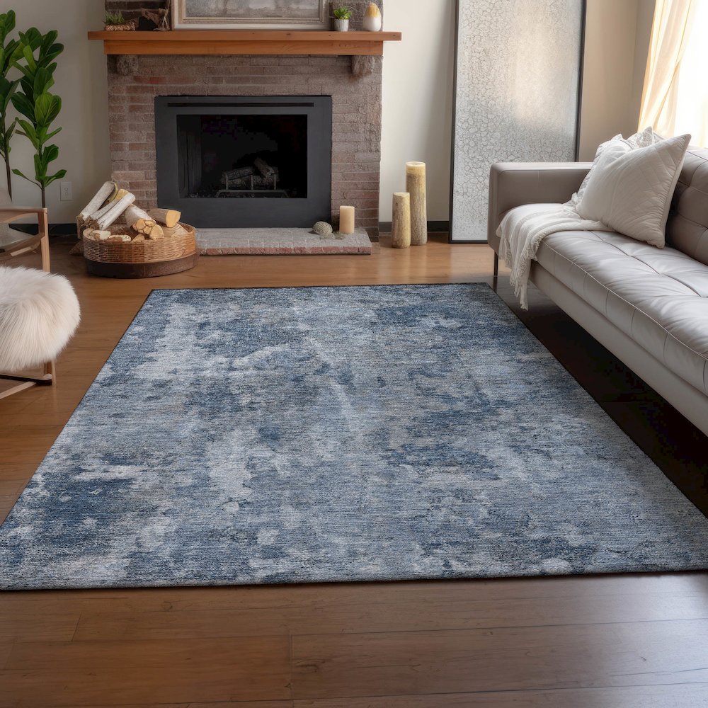Premium Machine Washable Mayfield  Blue 10' x 14' Rug