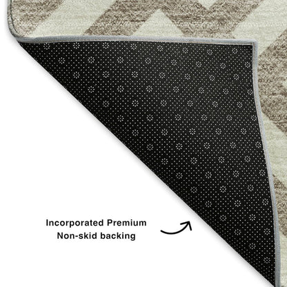 Premium Machine Washable Mayfield  Taupe 8' x 8' Round Rug