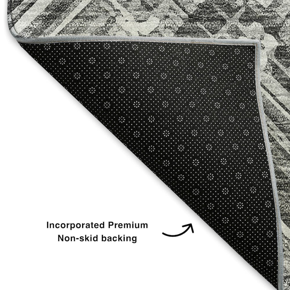 Premium Machine Washable Mayfield  Gray 8' x 8' Round Rug