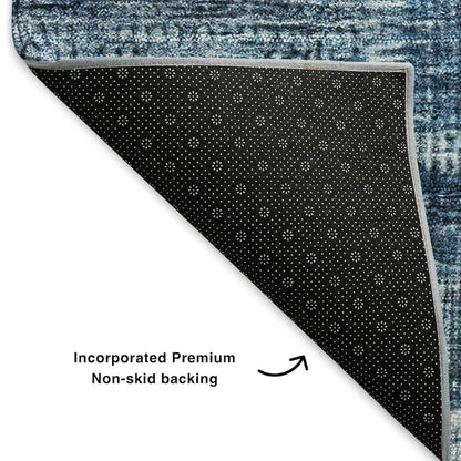 Premium Machine Washable Mayfield  Blue 8' x 8' Round Rug
