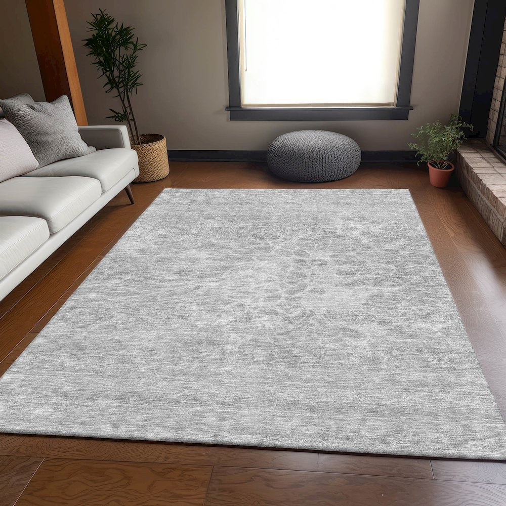 Premium Machine Washable Mayfield AMF653 Silver 10' x 14' Rug