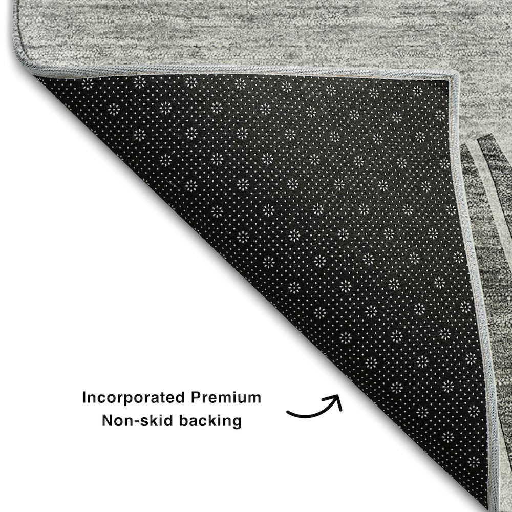 Premium Machine Washable Mayfield AMF668 Charcoal 8' x 8' Round Rug